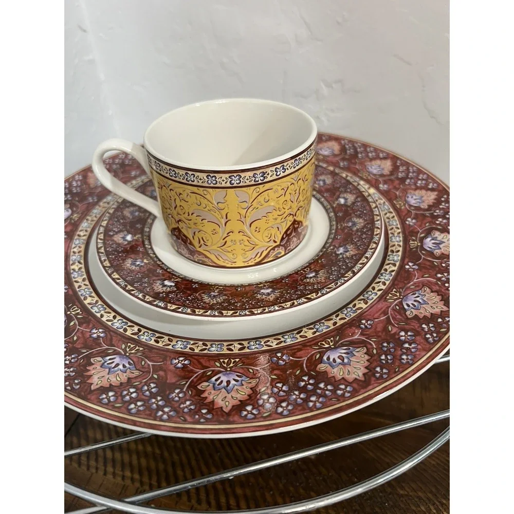 Vintage American Atelier Dinner Salad Bread Plates Coffee Cup Bombay #5042 3pc